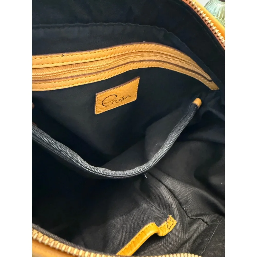 Stunning Presa Pebbled Leather Handbag in Vibrant Honey/Mustard Tone
